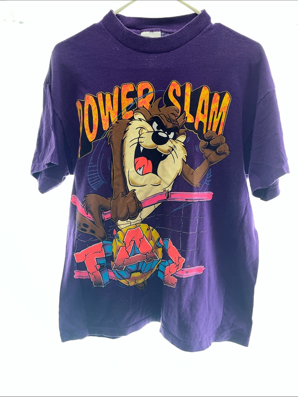 Purple Taz 'Power Slam' Graphic Short Sleeve Tee